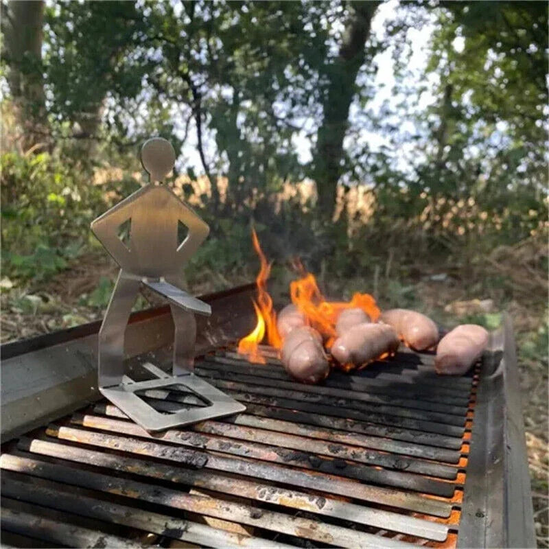 Funny Dog Sausage Stand Holder Portable BBQ Barbecue Rack Roaster Stand