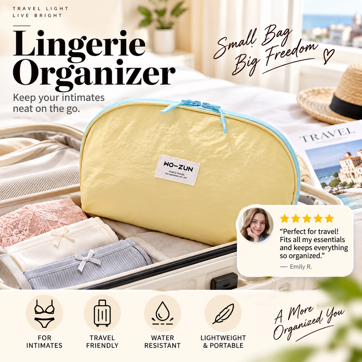 Special Price Portable Underwear Travel Organizer Separate Storage for Bras, Panties & Socks