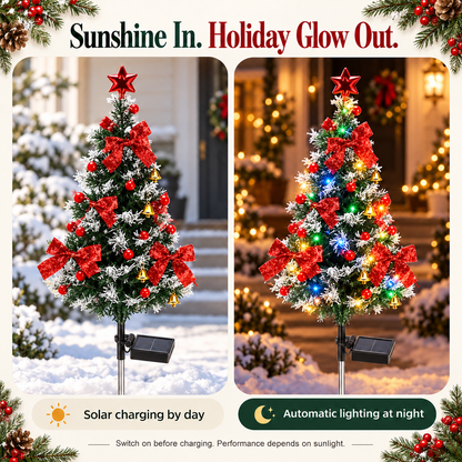 Solar Christmas Tree Lights 4-Pack DIY Outdoor Holiday Decor