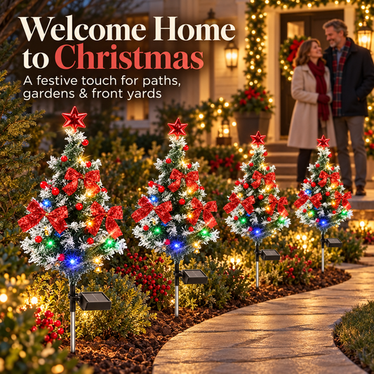 Solar Christmas Tree Lights 4-Pack DIY Outdoor Holiday Decor