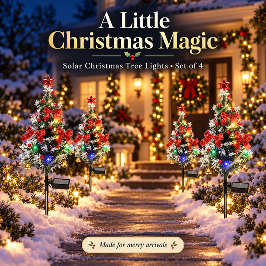 Solar Christmas Tree Lights 4-Pack DIY Outdoor Holiday Decor