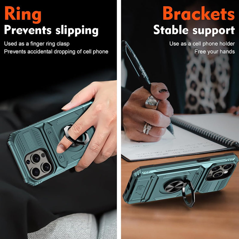 Heavy Duty Magnetic Armor Case With Hidden Kickstand And Wallet