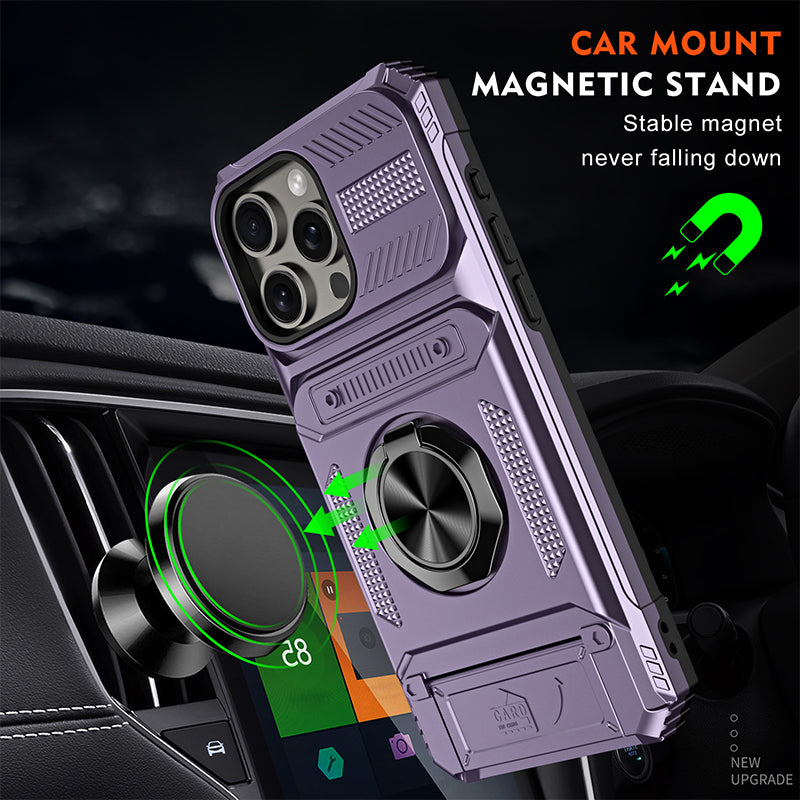 Heavy Duty Magnetic Armor Case With Hidden Kickstand And Wallet