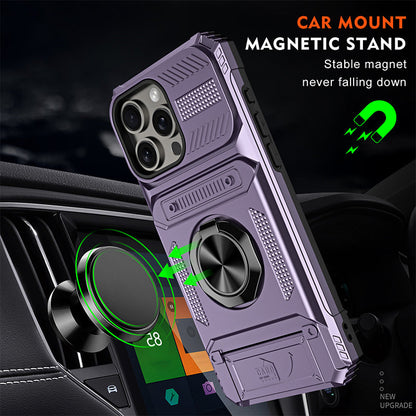 Heavy Duty Magnetic Armor Case With Hidden Kickstand And Wallet