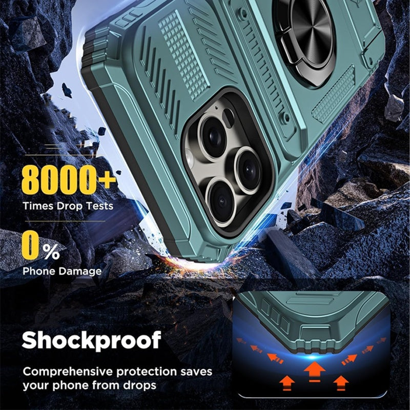 Heavy Duty Magnetic Armor Case With Hidden Kickstand And Wallet