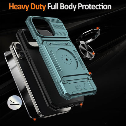 Heavy Duty Magnetic Armor Case With Hidden Kickstand And Wallet