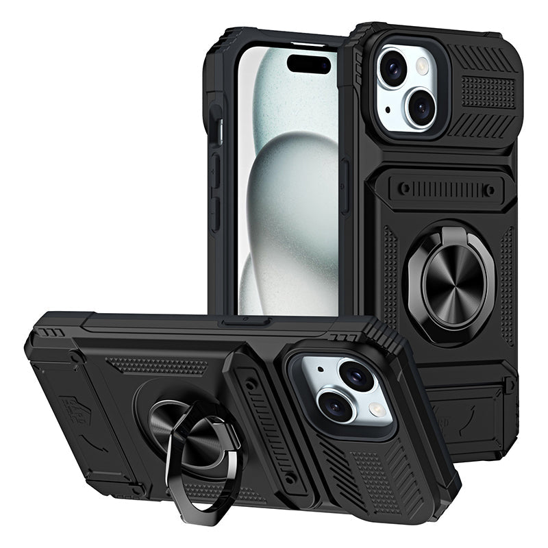 Heavy Duty Magnetic Armor Case With Hidden Kickstand And Wallet
