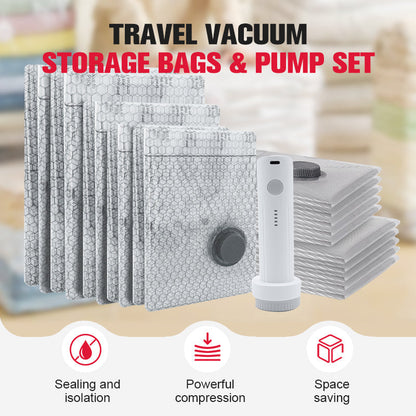 Travel Vacuum Storage Bags & Portable Pump Set