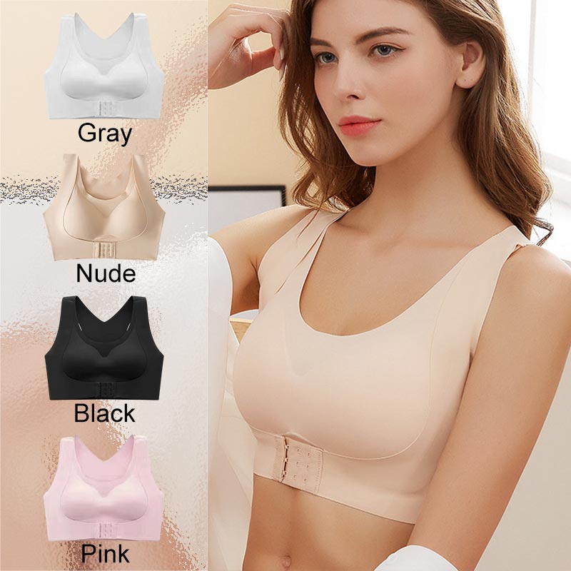 NOW! Front Closure Cross-Back Wireless Posture Bra Ultra Push-Up, All-Day Comfort & Natural Lift for a Slimmer