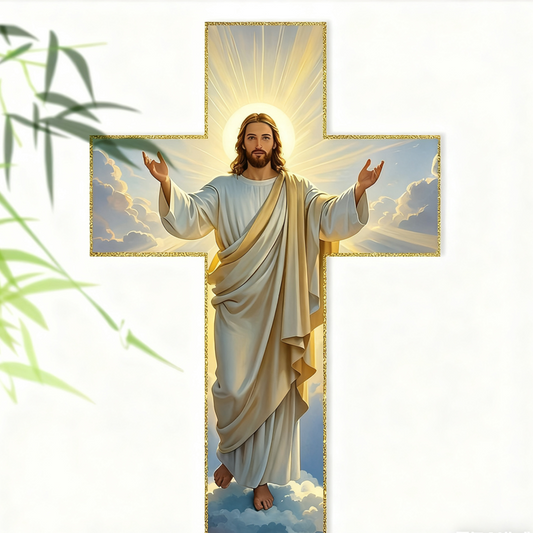 Vintage Jesus Cross Wall Decor Rustic Wooden Faith-Inspired Home Accent