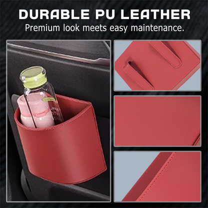 Leather Car Door Cup Holder Wide mouth opening, easy reach for drinks & phone