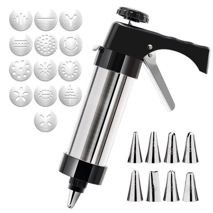 Stainless Steel Cookie Pres with 13 Discs & 8 Nozzles