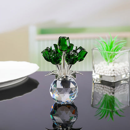 Everlasting Crystal Rose Flower Figurine in Vase