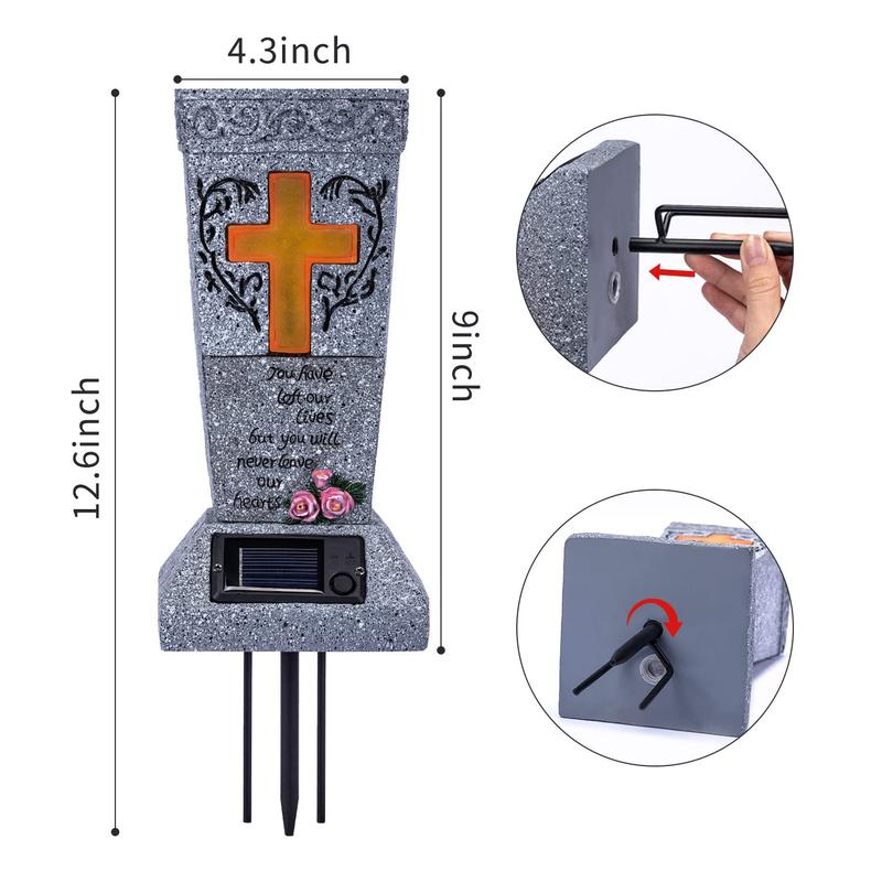 Solar LED Grave Vase with Ground Spike, Weatherproof Design