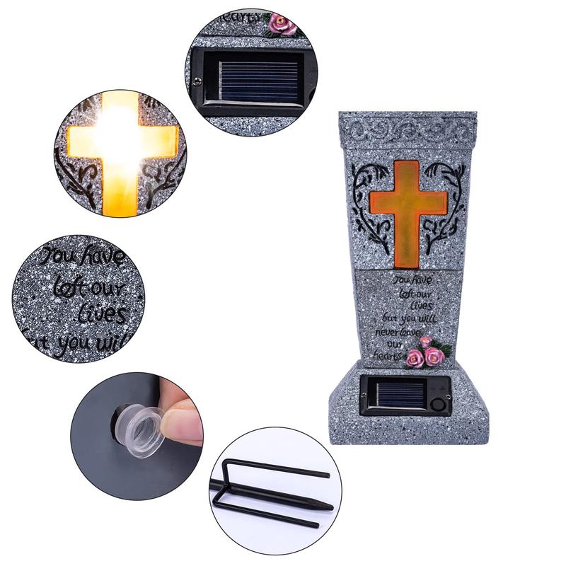Solar LED Grave Vase with Ground Spike, Weatherproof Design