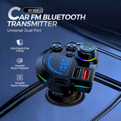 NOW! Universal Dual-Port Car FM Bluetooth Transmitter Wireless Music, Hands-Free Calling & Dual USB Charger