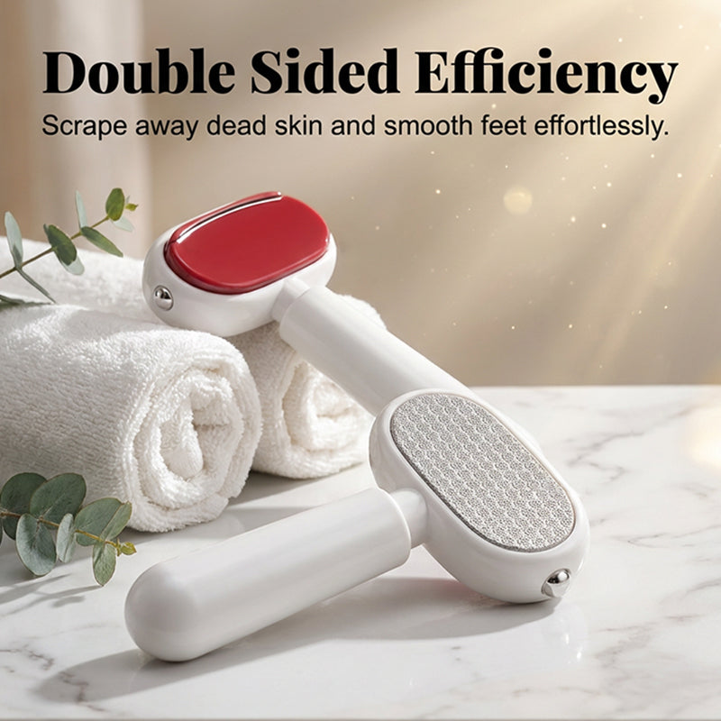 2-in-1 Foot Callus Remover Dual-Sided Foot Scraper with Replaceable Stainless Steel Blades