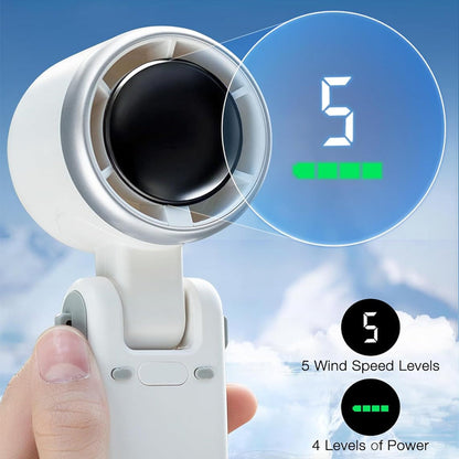 5-Speed Foldable Fan Compact, Strong Wind, Rechargeable, On-the-Go Cooling