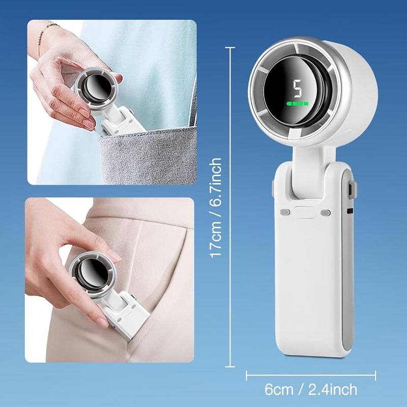 5-Speed Foldable Fan Compact, Strong Wind, Rechargeable, On-the-Go Cooling
