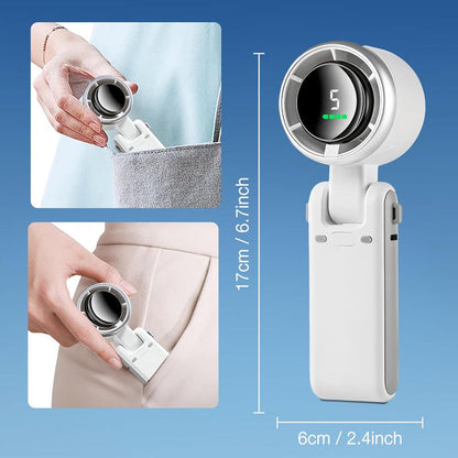 5-Speed Foldable Fan Compact, Strong Wind, Rechargeable, On-the-Go Cooling