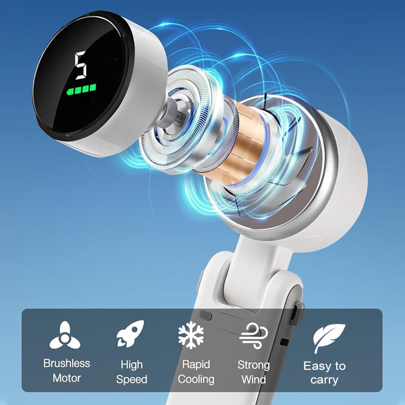 5-Speed Foldable Fan Compact, Strong Wind, Rechargeable, On-the-Go Cooling