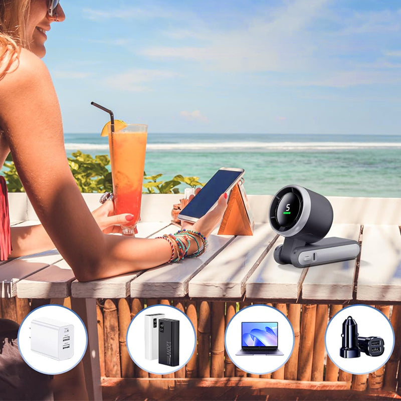 5-Speed Foldable Fan Compact, Strong Wind, Rechargeable, On-the-Go Cooling