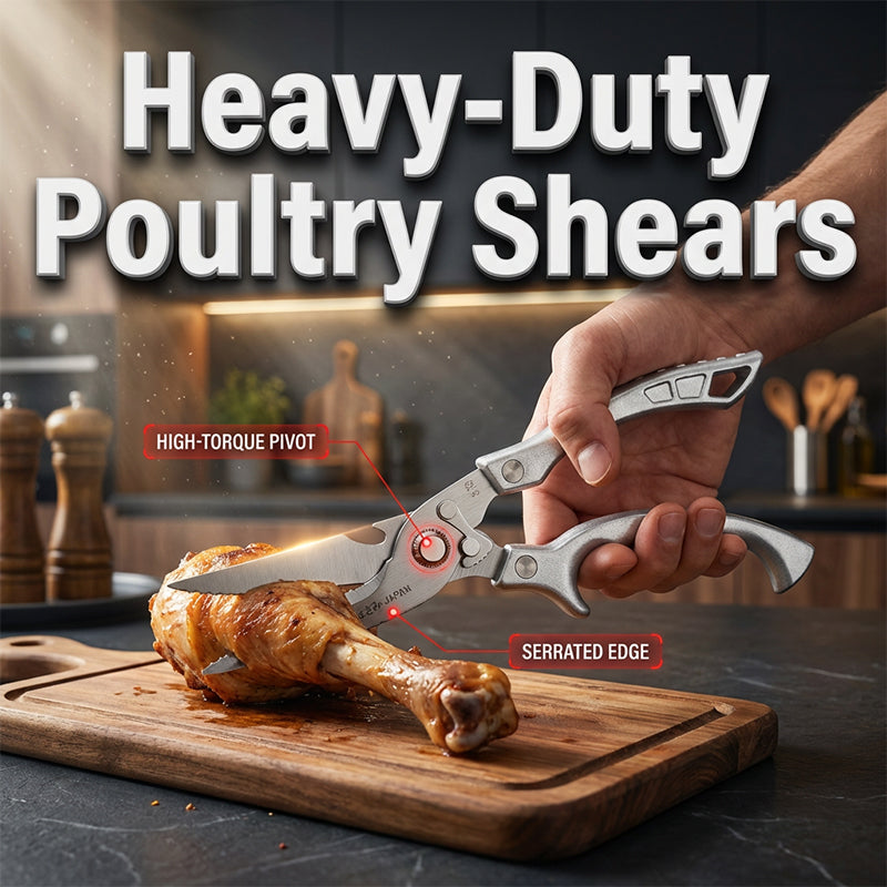 Heavy-Duty Multi-Functional Kitchen Scissors Cut, Crack, Open & Prep with One Tool