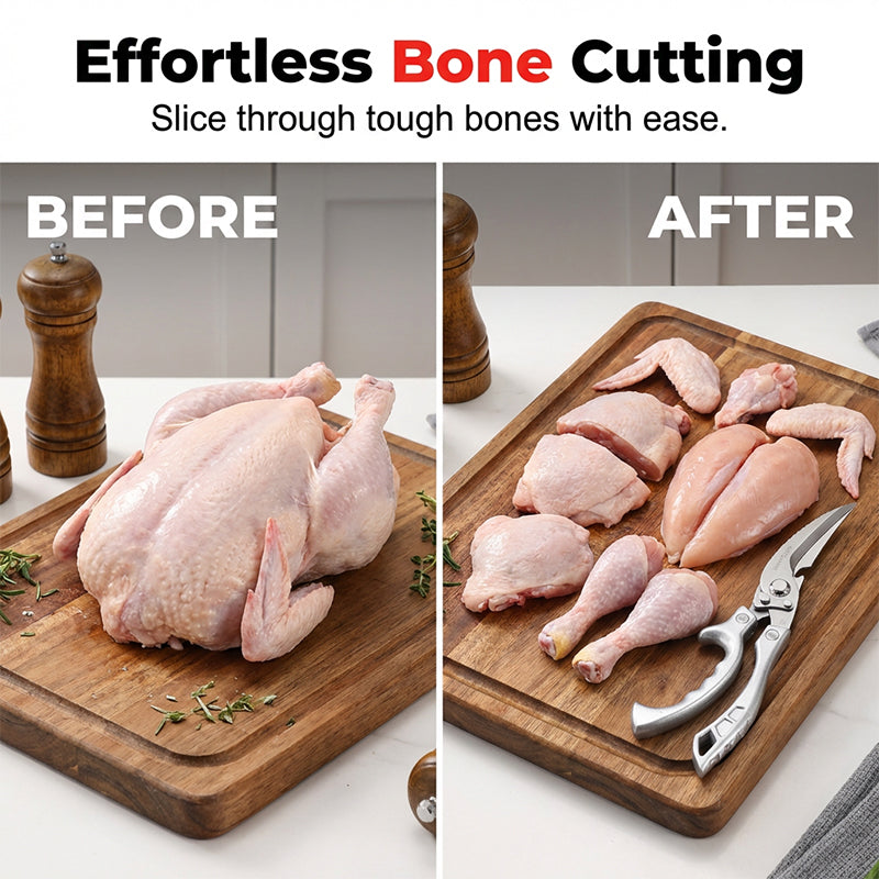 Heavy-Duty Multi-Functional Kitchen Scissors Cut, Crack, Open & Prep with One Tool