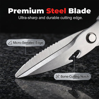 Heavy-Duty Multi-Functional Kitchen Scissors Cut, Crack, Open & Prep with One Tool