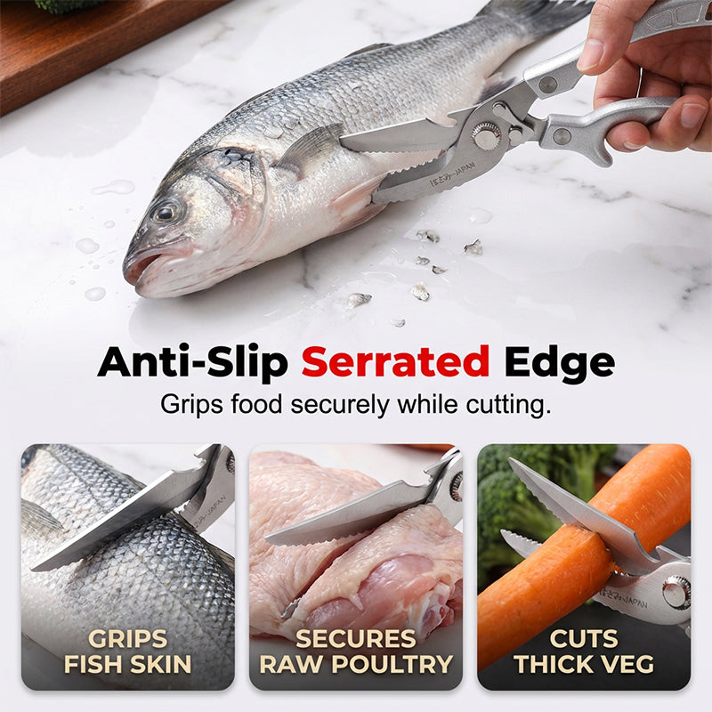 Heavy-Duty Multi-Functional Kitchen Scissors Cut, Crack, Open & Prep with One Tool
