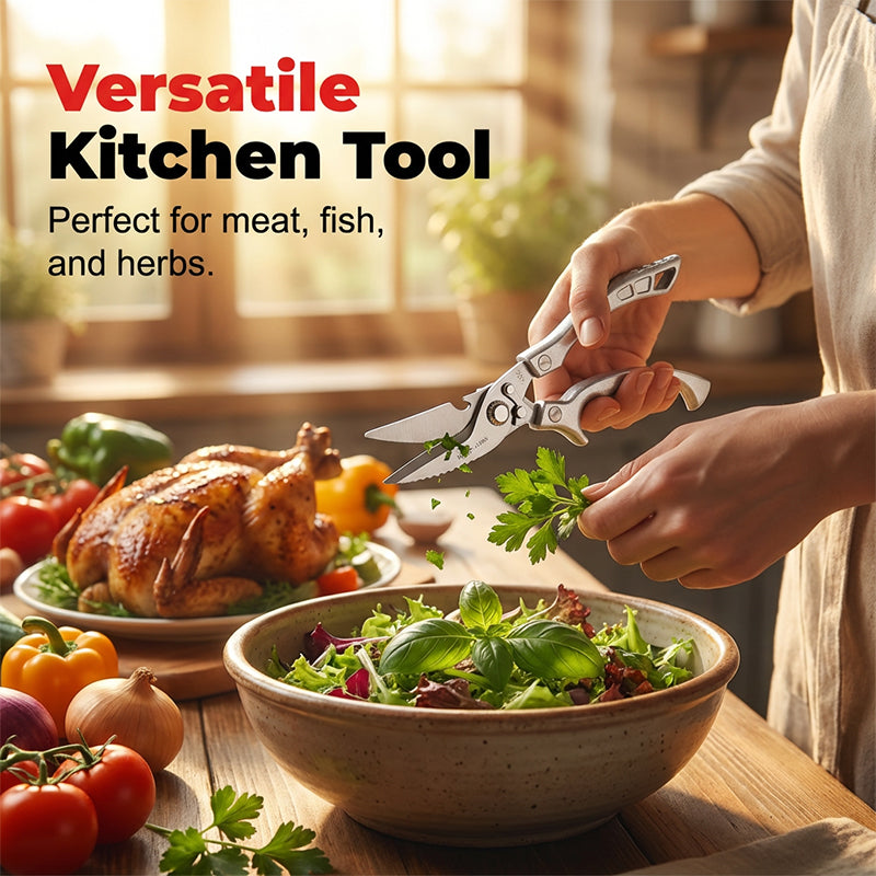 Heavy-Duty Multi-Functional Kitchen Scissors Cut, Crack, Open & Prep with One Tool