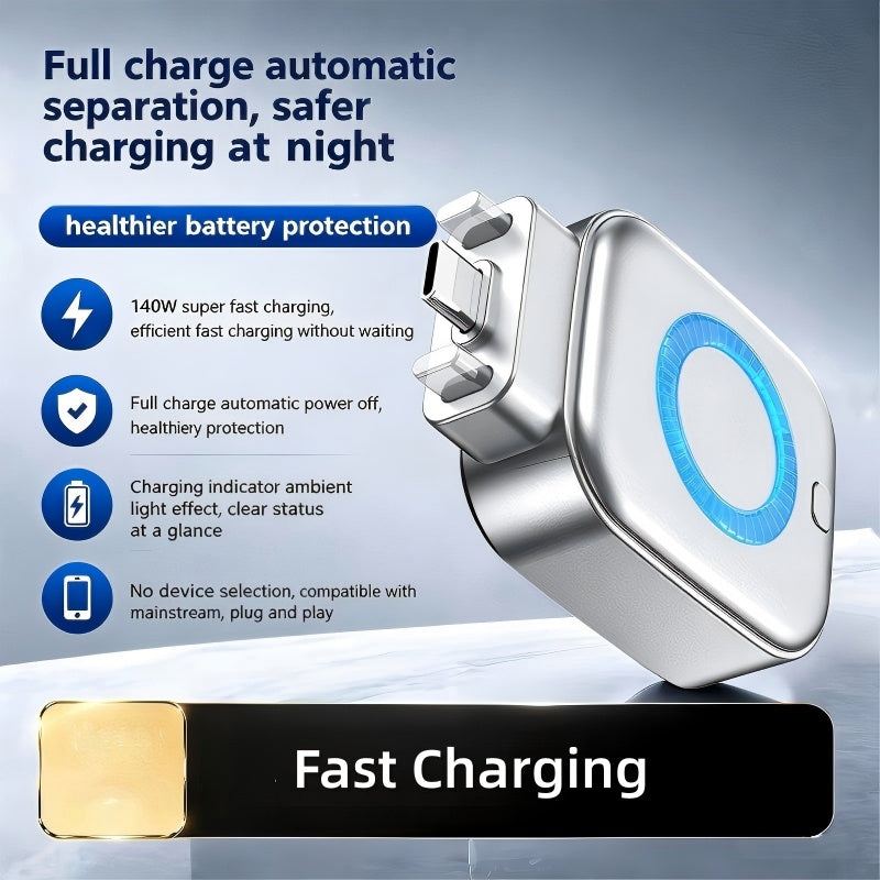 Summer Awakening:! 140W Super Fast Charger with AI Auto Shutdown USB-C PD3.1 Intelligent Battery Protection Universal