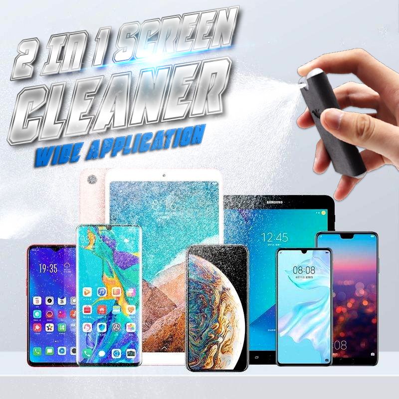 2-in-1 Screen Cleaner & Microfiber Cloth Portable, Residue-Free, Gentle