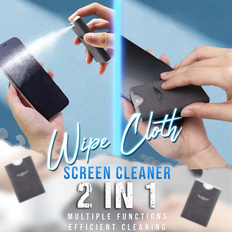 2-in-1 Screen Cleaner & Microfiber Cloth Portable, Residue-Free, Gentle