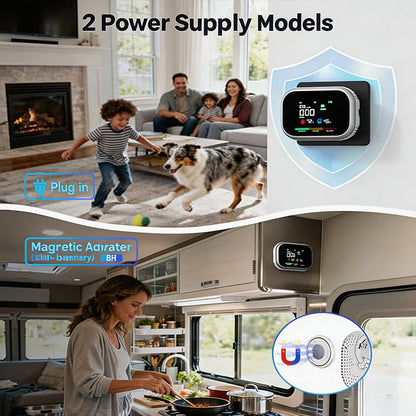 🛡️  6-in-1 Portable Indoor Environment Monitor– CO, Gas, Smoke, Temperature & Humidity Monitor