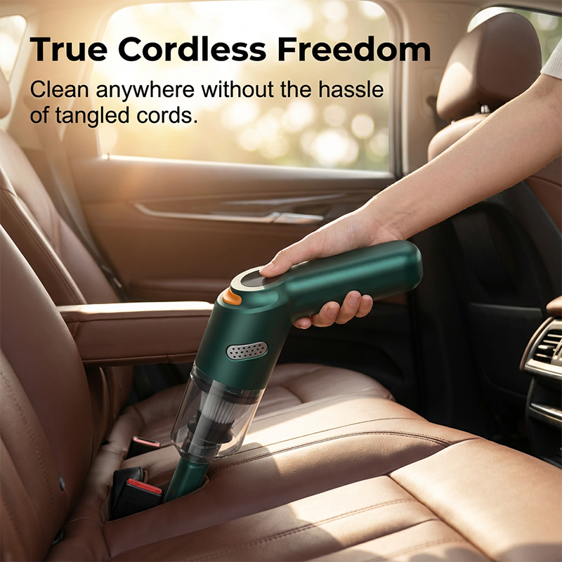 Cordless car vacuum 10000Pa suction, lightweight, long battery life!