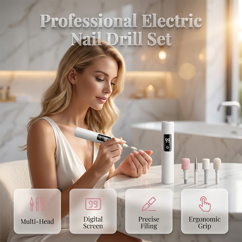 Professional Electric Nail Drill Machine, Portable Electric Nail Polisher with 4 Nail Drill Bits