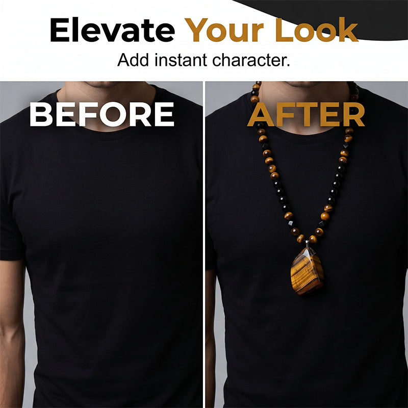 Men's Tiger's Eye Beaded Necklace
