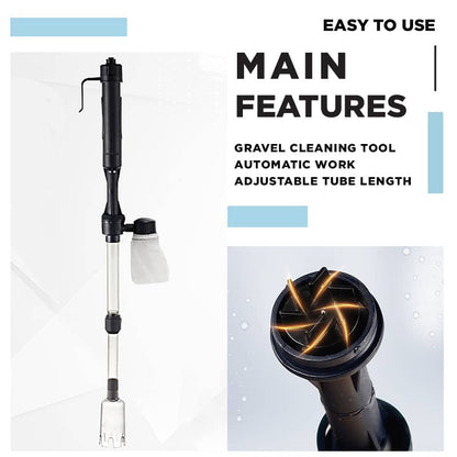 NOW! Electric Aquarium Gravel Cleaner Powerful Suction Fish Tank Vacuum Siphon, Easy Gravel Cleaning & Water Changing