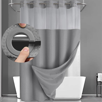 Finally, a shower curtain that actually keeps water IN no hooks, no leaks, waffle texture