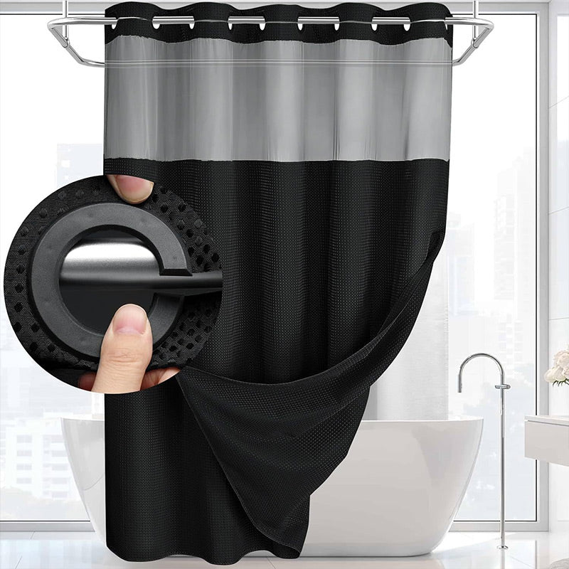 Finally, a shower curtain that actually keeps water IN no hooks, no leaks, waffle texture