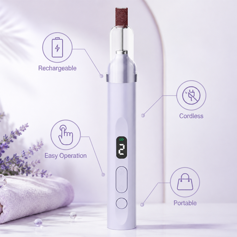 Rechargeable Nail Drill Kit Interchangeable Heads & LED Display