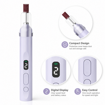 Rechargeable Nail Drill Kit Interchangeable Heads & LED Display