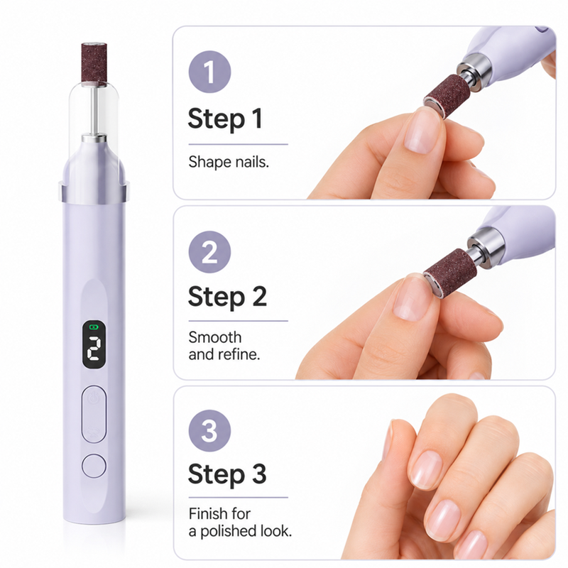 Rechargeable Nail Drill Kit Interchangeable Heads & LED Display