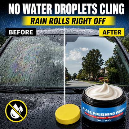Car Glass Oil Film Remover Eliminates Glare & Wiper Smears, Repels Rain, Works on All Glass Sponge Included!