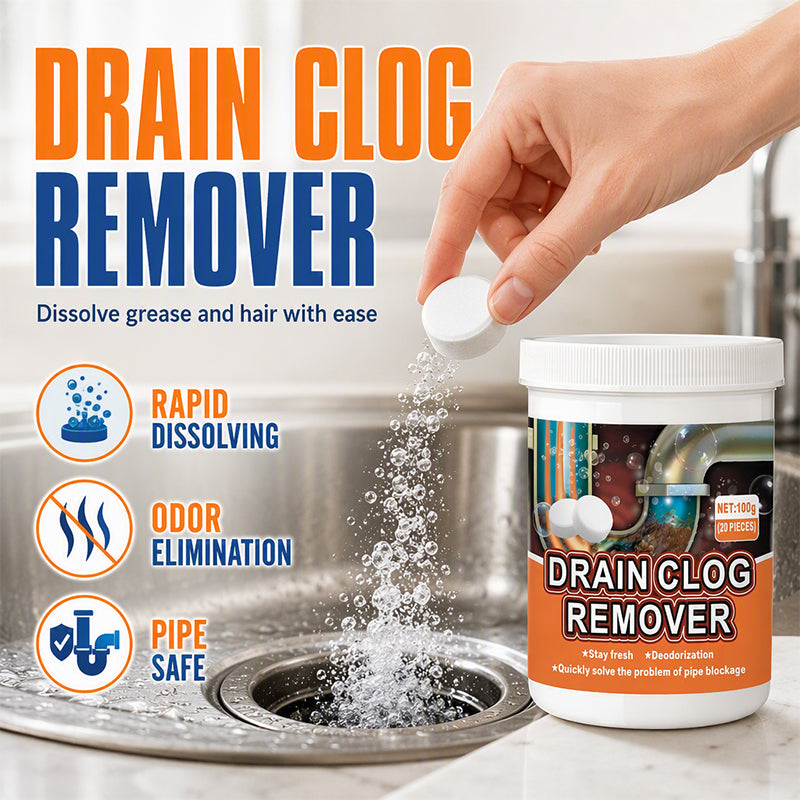 NOW! Active Oxygen Drain Clog Remover Effervescent Tablets, Rapid Dissolving, Odor Elimination, Pipe Safe for Sink
