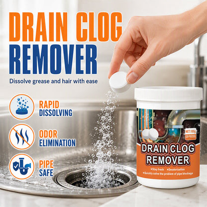 NOW! Active Oxygen Drain Clog Remover Effervescent Tablets, Rapid Dissolving, Odor Elimination, Pipe Safe for Sink