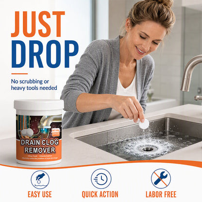 NOW! Active Oxygen Drain Clog Remover Effervescent Tablets, Rapid Dissolving, Odor Elimination, Pipe Safe for Sink