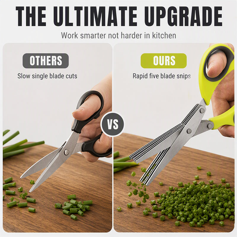 5-Blade Herb Scissors Stainless Steel Kitchen Shears for Herbs, Scallions & Garnishes