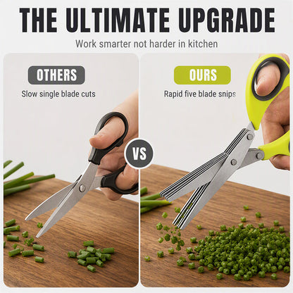 5-Blade Herb Scissors Stainless Steel Kitchen Shears for Herbs, Scallions & Garnishes